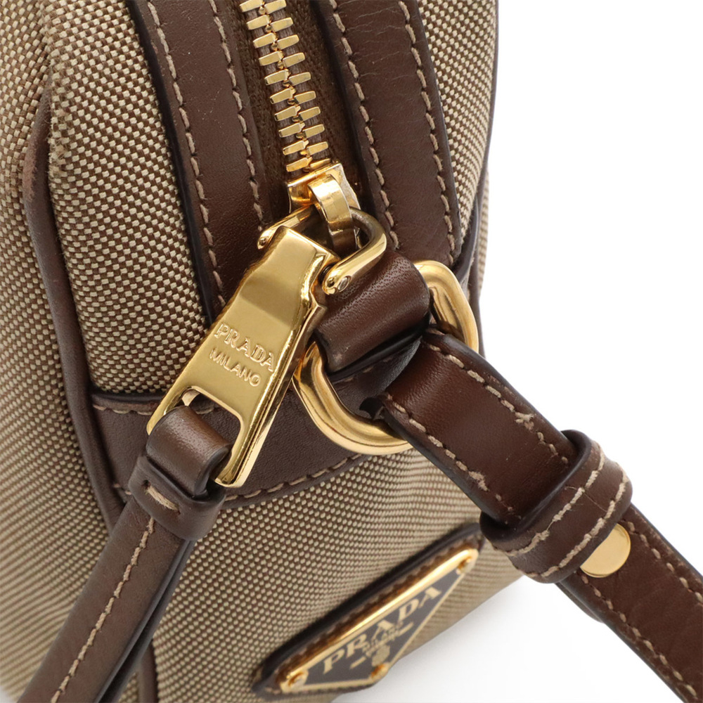 PRADA Jacquard Ribbon Shoulder Bag/Pochette, Canvas, CORDA Beige/BRUCIA Brown... - Picture 6 of 9